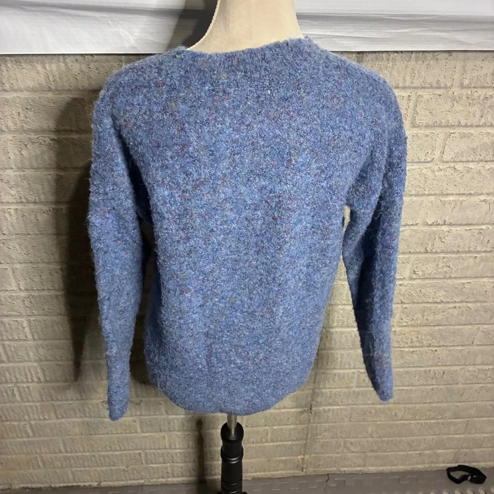 BB DAKOTA Blue Multi‎ Color Fleck Fuzzy Knit Crew Neck Sweater XS